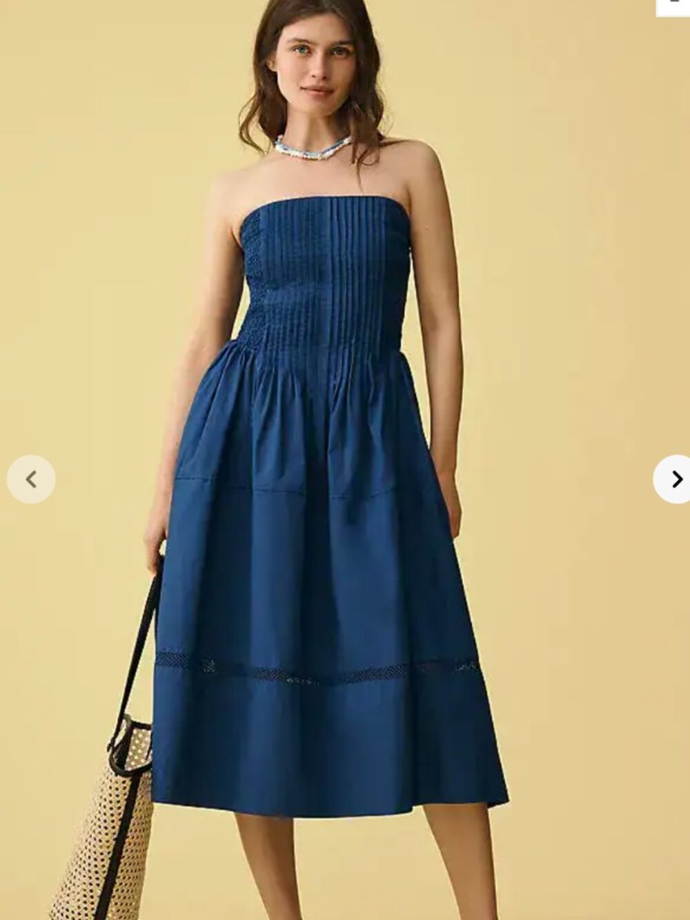 anthropologie cotton poplin strapless midi dress